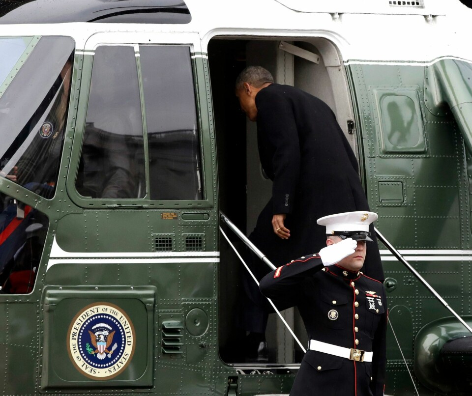 Obama forlot Kongressen i helikopter.