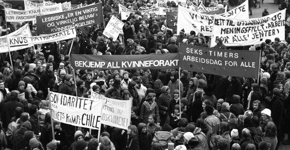 1970-tallet var det store forandringens tiår i Norge, mener historiker Finn Olstad. Her fra Kvinnedagen i Oslo i 1977. 1970-tallet var det store forandringens tiår i Norge, mener historiker Finn Olstad. Her fra Kvinnedagen i Oslo i 1977.