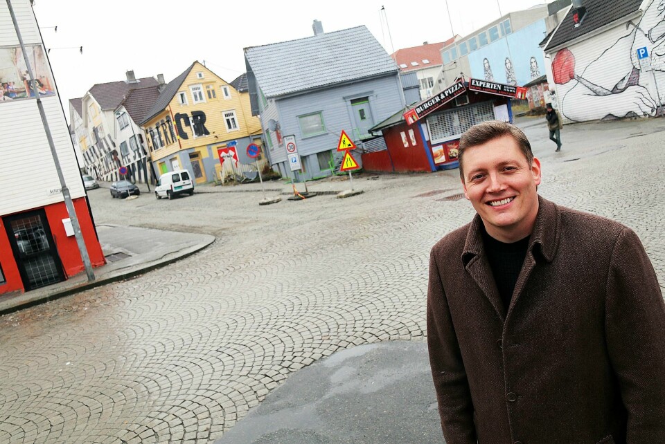 Stavanger Aps Dag Mossige foreslår å selge de kommunale trehusene ved Nytorget, for å få penger til å ruste opp og forskjønne Torget. Foto: Stein Roger Fossmo