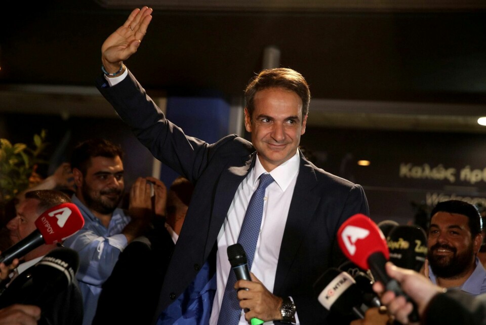 jublet: Kyriakos Mitsotakis jublet for valgseieren. FOTO: NTB SCANPIX jublet: Kyriakos Mitsotakis jublet for valgseieren. FOTO: NTB SCANPIX