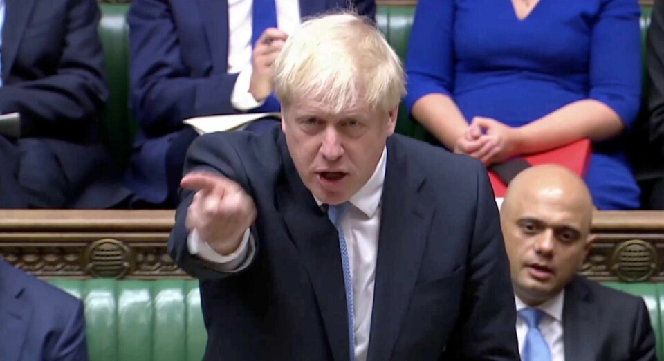 Boris Johnson holder sin første tale som statsminister i Parlamentet. Bilde hentet fra video.