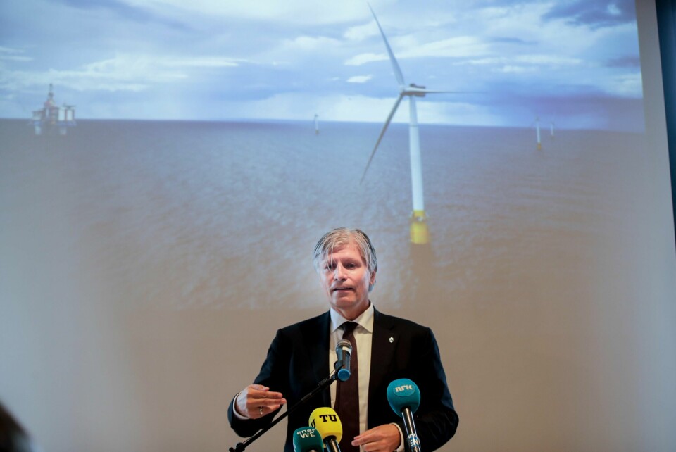 Oslo Klima- og miljøminister Ola Elvestuen (V) på pressekonferanse om Equinors søknad om støtte til Hywind Tampen. FOTO: VIDAR RUUD / NTB SCANPIX