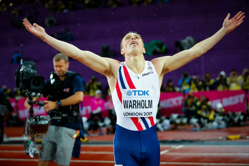 Karsten Warholm vant gull på 400 meter hekk finalen i friidretts VM. London, Storbritannia 20170809.
Karsten Warholm vant gull på 400 meter hekk finalen i friidretts VM onsdag kveld.
Foto: Heiko Junge / NTB scanpix