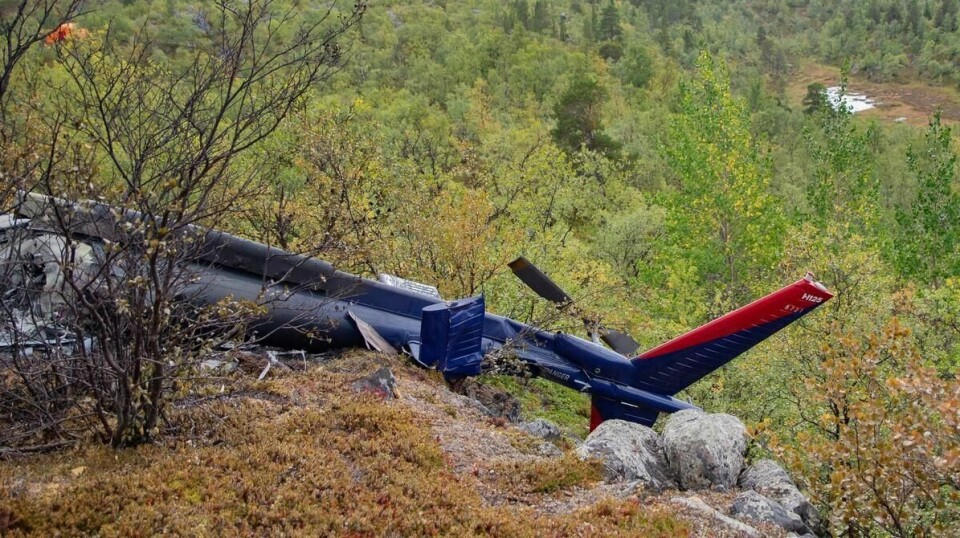 Vraket av helikopteret som lørdag havarerte i Alta. Seks personer omkom i ulykken, alle unge mennesker, omkom.