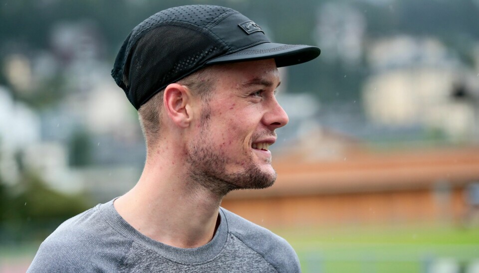 Ingenting å si på humøret for Filip Ingebrigtsen før Diamond League. Her fra treningsfeltet i St. Moritz i august. Foto: Lise Åserud / NTB scanpix.