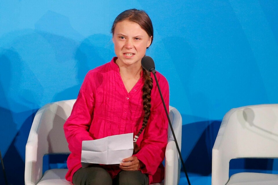 Greta Thunberg ved innledningen av FNs klimatoppmøte mandag