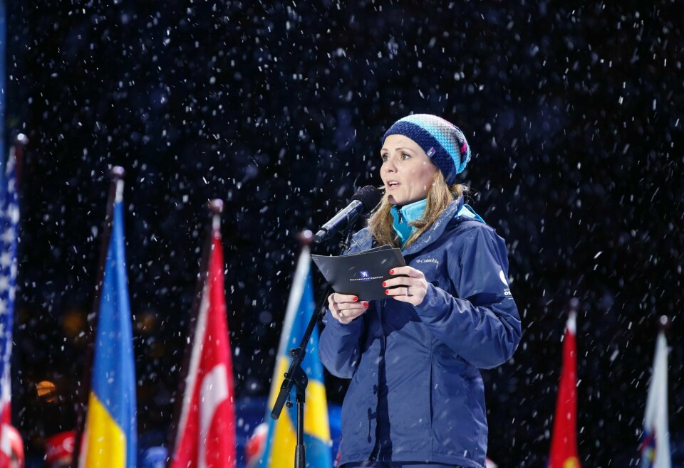 Kulturminister Linda Hofstad Helleland under åpningen av VM i skiskyting i Oslo. FOTO: VIDAR RUUD/NTB SCANPIX