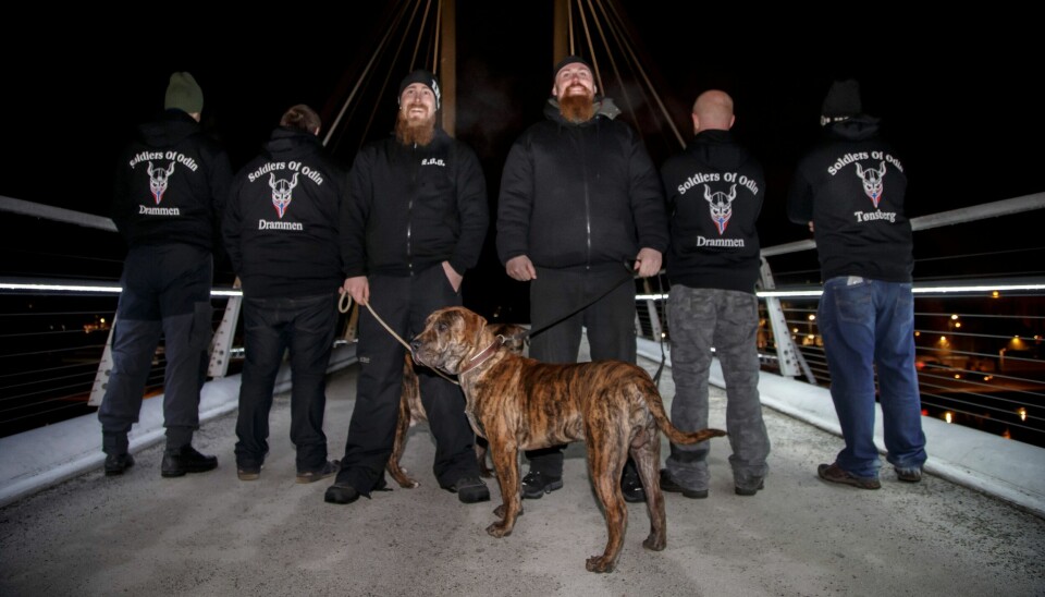 RO OG ORDEN: Odins soldater på vakt i Drammen tidligere i år.FOTO: HEIKO JUNGE/NTB SCANPIX RO OG ORDEN: Odins soldater på vakt i Drammen tidligere i år.FOTO: HEIKO JUNGE/NTB SCANPIX