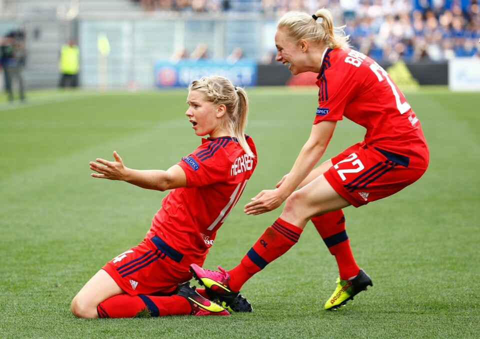 Ada Hegerberg har akkurat scoret det første målet i mesterligafinalen torsdag.