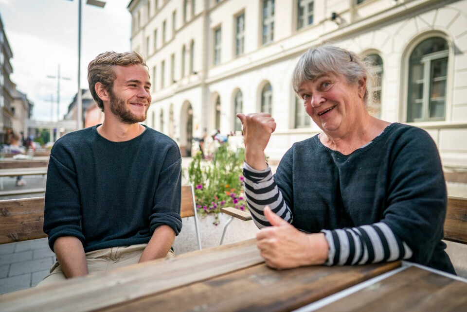 Oslo 20200811. Skuespillerne Tarjei Sandvik Moe og Anne Marit-Jacobsen er spiller bestemor og barnebarn i komedien Gledelig Jul, som har premiere i slutten av oktober.Foto: Heiko Junge / NTB scanpix Oslo 20200811. Skuespillerne Tarjei Sandvik Moe og Anne Marit-Jacobsen er spiller bestemor og barnebarn i komedien Gledelig Jul, som har premiere i slutten av oktober.Foto: Heiko Junge / NTB scanpix