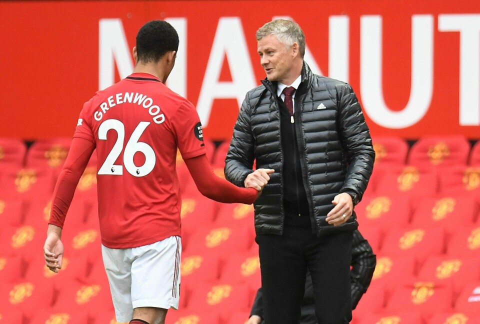 United manager Ole Gunnar Solskjær takker Mason Greenwood for enda et mål i United-trøya.