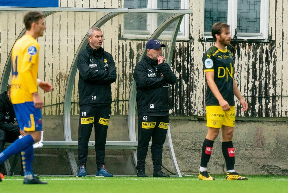 LSK-trenerne Petter Myhre (t.v.) og Geir Bakke (hovedtrener) har store forventninger om direkte opprykk igjen for Lillestrøm.