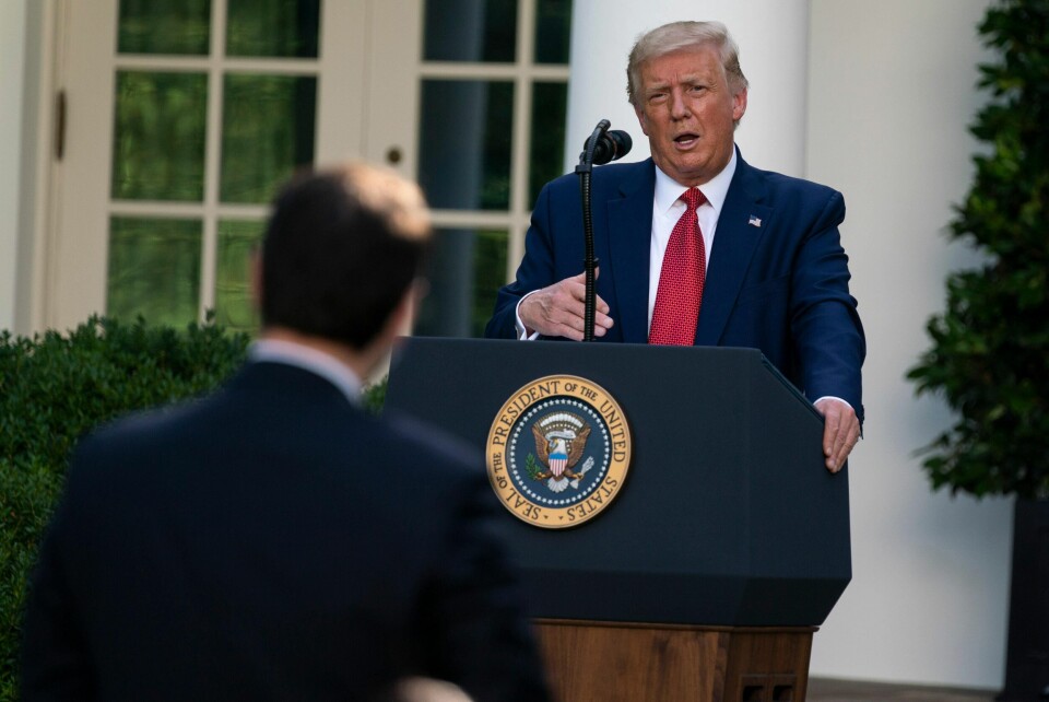 President Donald Trump langet ut mot både Kina og Joe Biden på pressekonferansen som varte i en time i Det hvite hus' rosehage tirsdag.