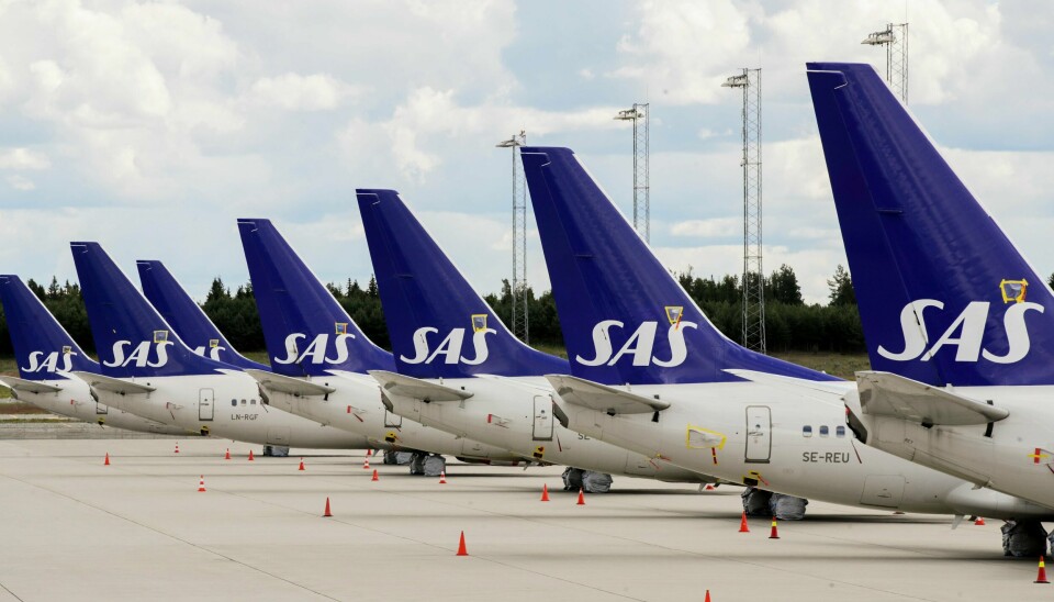 Gardermoen 20200709. SAS har en rekke fly stående på bakken ved Gardermoen.Foto: Vidar Ruud / NTB scanpix