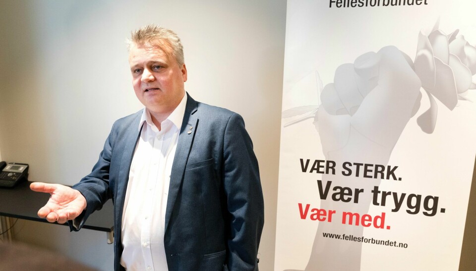 Leder i Fellesforbundet Jørn Eggum under oppstarten av årets lønnsoppgjør i mars. Lønnsoppgjøret ble utsatt som følge av koronakrisen, men starter opp igjen mandag. Arkivfoto: Gorm Kallestad / NTB scanpix