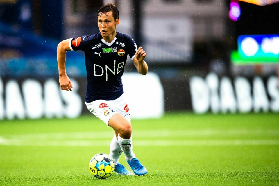 Strømsgodsets Janis Ikaunieks under eliteseriekampen i fotball mellom Strømsgodset og Aalesund på Marienlyst stadion.