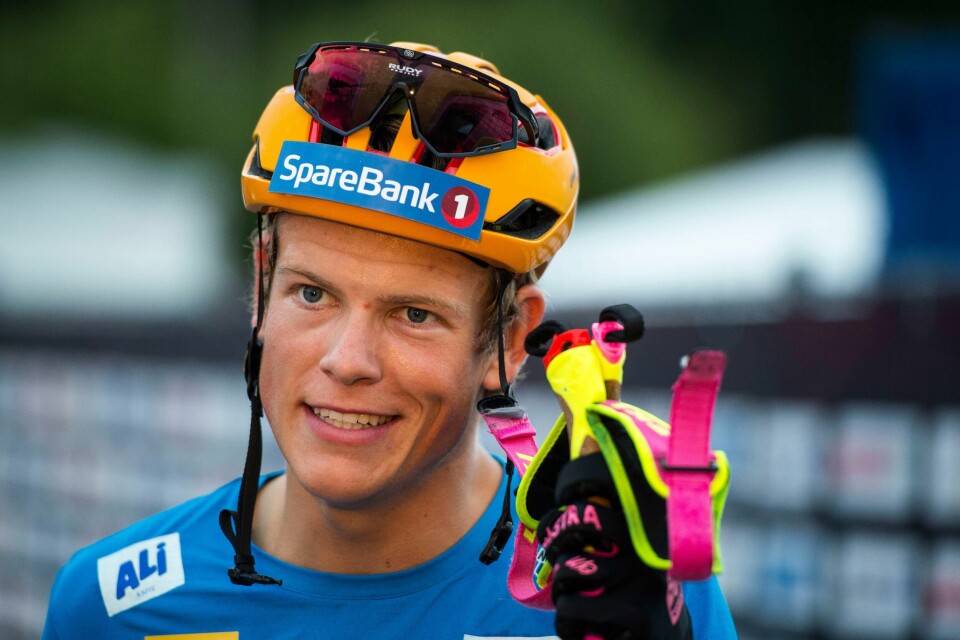 Johannes Høsflot Klæbo var en blid kar etter seieren i fredagens sprint i Blink-festivalen. Foto: Carina Johansen / NTB scanpix.
