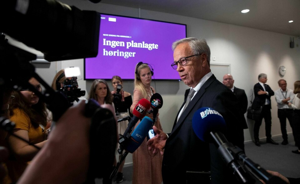 Sentralbanksjef Øystein Olsen etter høringen i Stortinget. – Tilliten ble ikke stort bedre etter høringen, skriver Kaia Storvik. Foto: Terje Pedersen/NTB scanpix