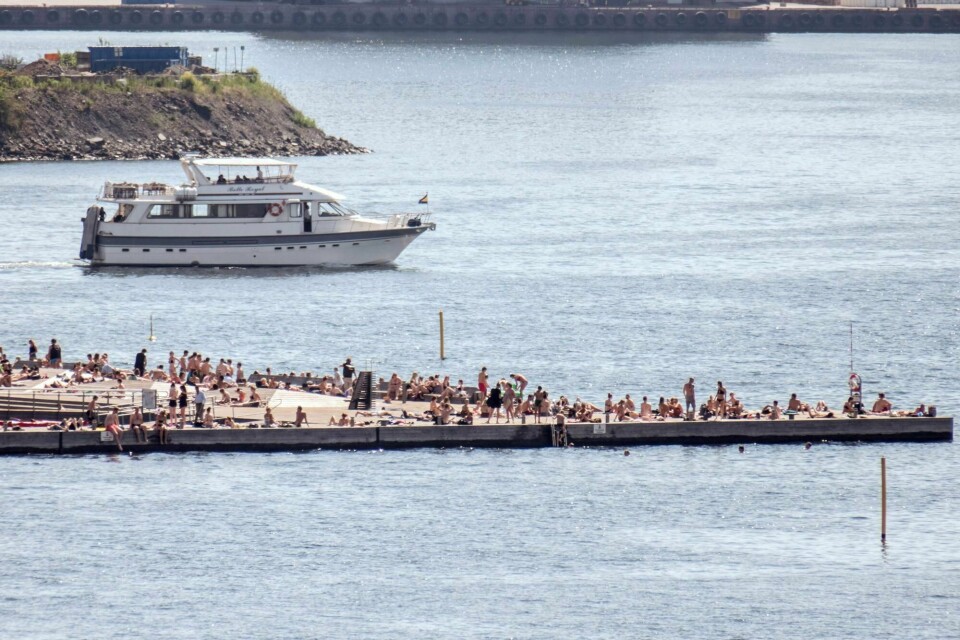 Badende på Sørenga i Oslofjorden burde være obs på smitte om de har åpne sår. Foto: Paul Kleiven / NTB scanpix