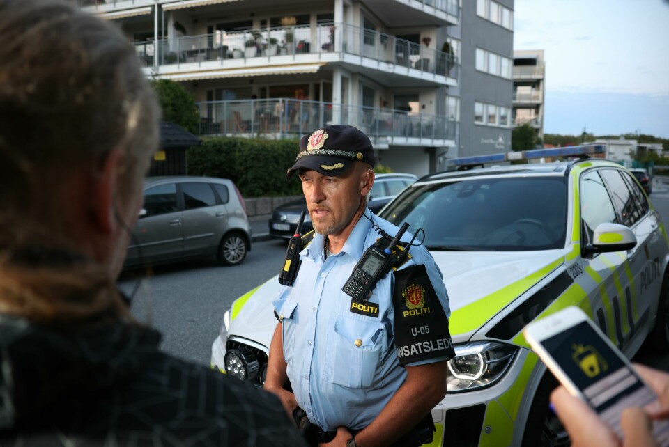 En kvinne i 70-årene ble funnet drept i sitt eget hjem på Jeløy i Moss tirsdag. Moss 20200818. Innsatsleder Anders Strømsæther. Politiet fikk tirsdag kveld melding om et drap i en bolig i Moss sentrum. En antatt gjerningsperson er pågrepet i boligen på Glassverket i Moss.Foto: Ørn E. Borgen / NTB scanpix