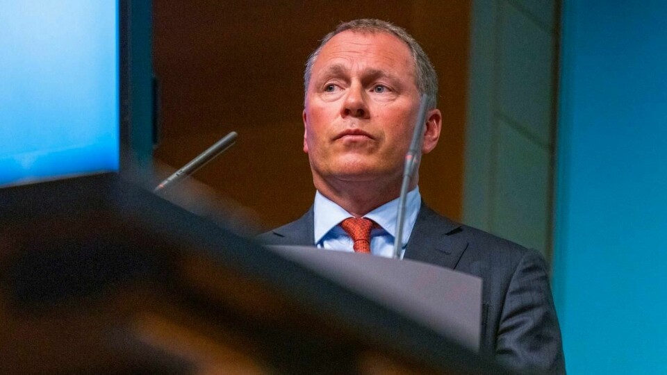 Nicolai Tangen under pressekonferansen tidligere i år om arbeidsavtalen hans som ny daglig leder i Norges Bank Investment Management.