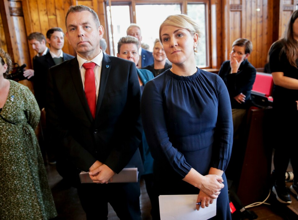 Fylkesrådsleder Tonje Brenna og finansråd Halvard Ingebrigtsen er Arbeiderpartiets to mest sentrale politikere i Viken fylkeskommune. Nå er de i ferd med å se flertallsfylkesrådet rakne. Ås 20191017. Den nye for fylkesrådet i Viken fylkeskommune. Tonje Brenna (Ap), t.v er Halvard Ingebrigtsen (Ap) .Foto: Vidar Ruud / NTB scanpix