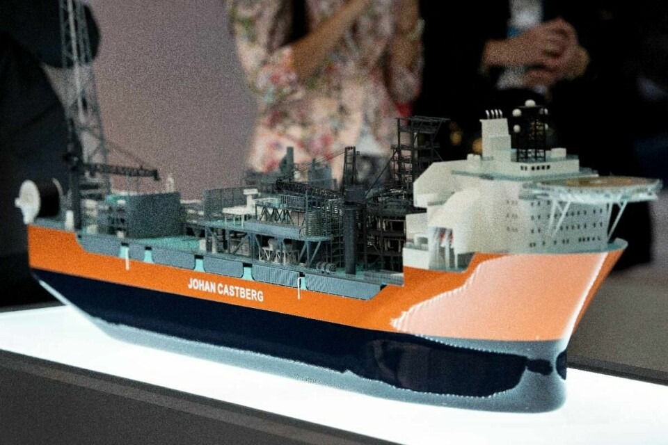 Modell av produksjonsskipet til Johan Castberg-feltet på ONS i Stavanger i 2016. Foto: Carina Johansen / NTB scanpix