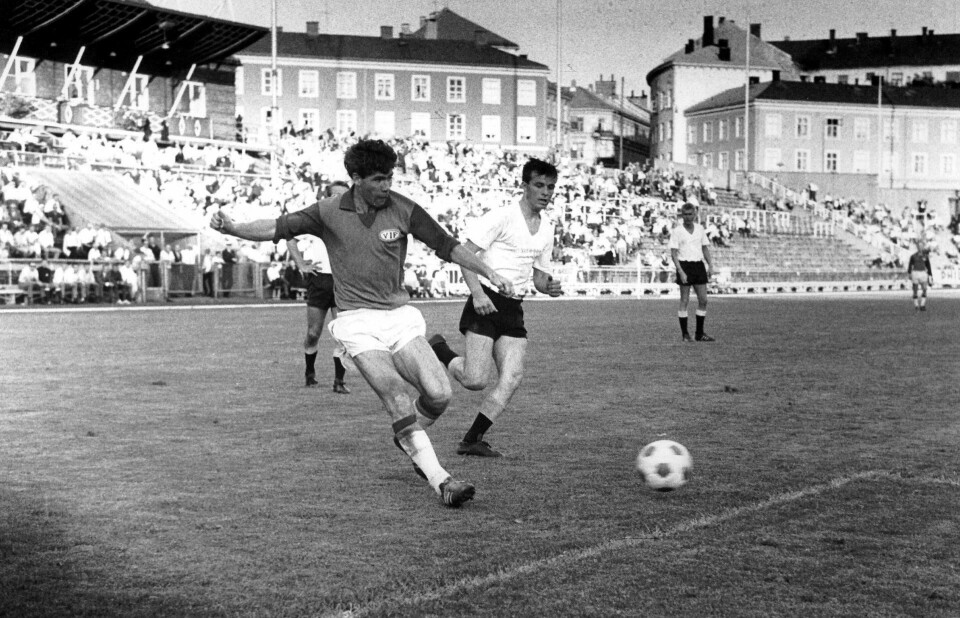 «Drillo» fikk kallenavnet sitt i Vålerenga. Her i aksjon på Bislett i 1966.