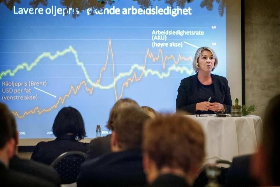 Daværende næringsminister Monica Mæland (H) på et Greater Stavanger-arrangement i 2015. Nå skal organisasjonen erstattes av en ny form for regionalt samarbeid. Foto: Roy Storvik