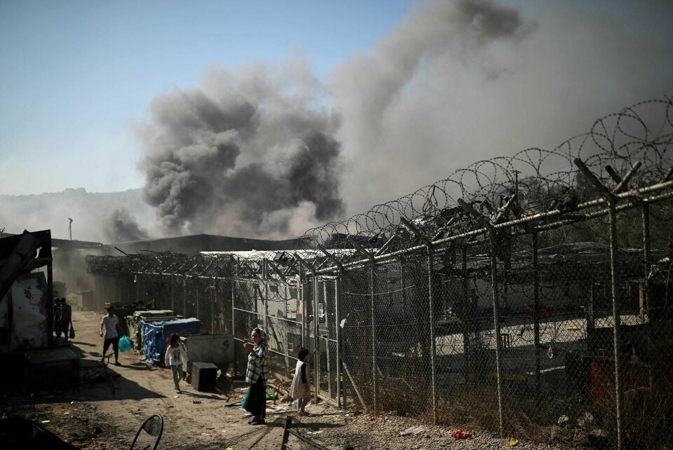 Mange tusen migranter og flyktninger er hjemløse etter brannen i den greske Moria-leiren. Foto: Alkis Konstantinidis/NTB scanpix