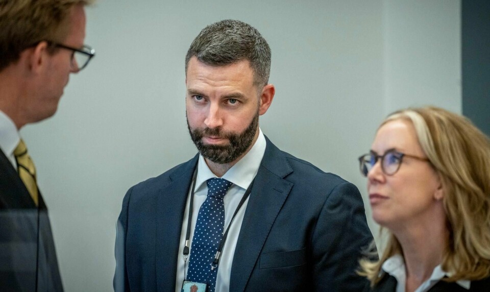 PSTs etterforskningsleder Kim Ruderaas Sæter flankert av aktor Frederik Ranke og statsadvokat Marit Formo under rettssaken mot Laila Anita Bertheussen i Oslo tingrett torsdag.