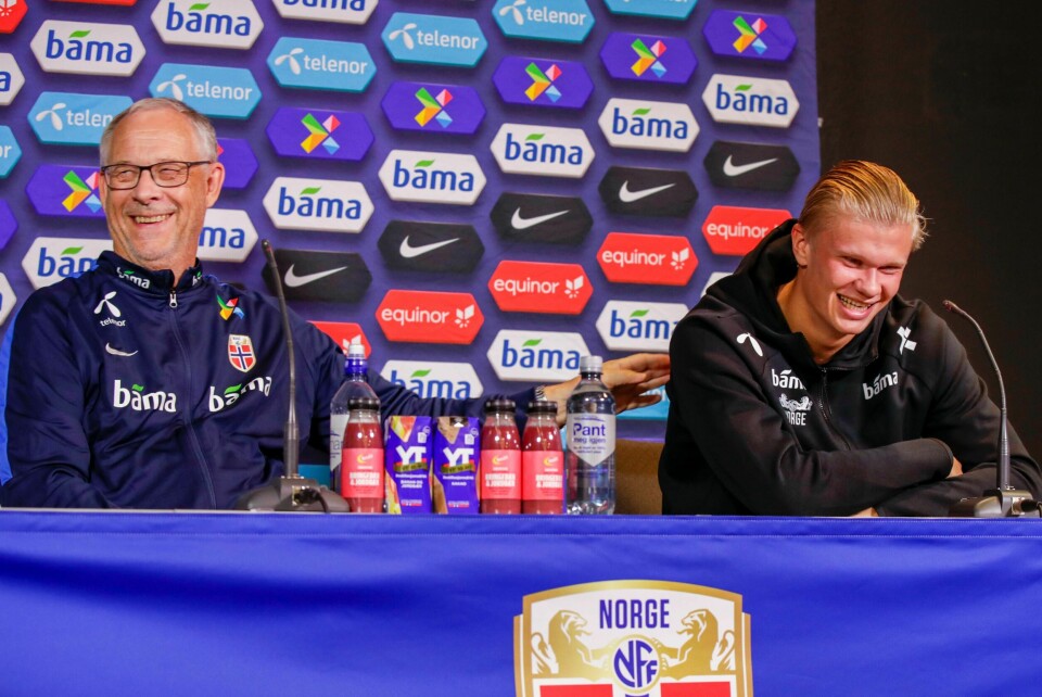 Lars Lagerbäck og Erling Braut Haaland møter Serbia på Ullevaal stadion i oktober. Beskjeden kom torsdag. Foto: Vidar Ruud / NTB