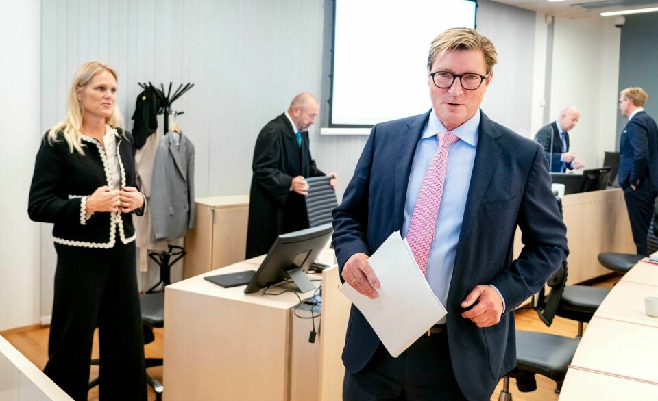 Christian Tybring-Gjedde, Ingvil Smines Tybring‐Gjedde og bistandsadvokat Hermann Skard under rettssaken mot Laila Anita Bertheussen i sal 250 i Oslo tingrett.