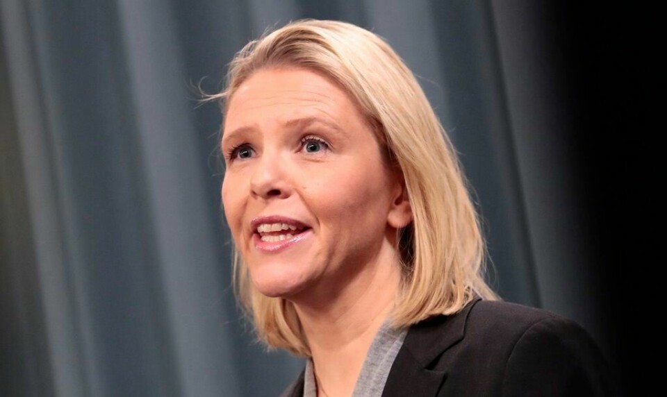 Sylvi Listhaug (Frp) i forbindelse med pressekonferansen da hun gikk av som justisminister.