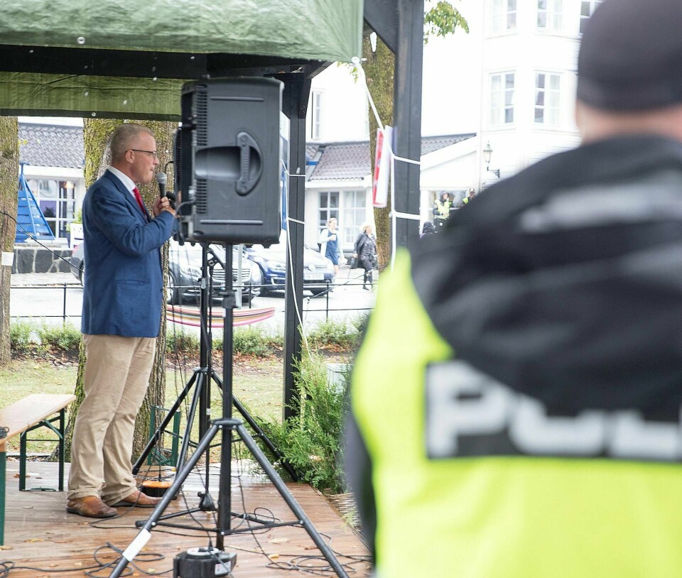 ARENDALSUKA: Hans Jørgen Lysglimt Johansen, partileder for Alliansen, fikk en talerstol under Arendalsuka tidligere i august. FOTO: TERJE PEDERSEN/NTB SCANPIX