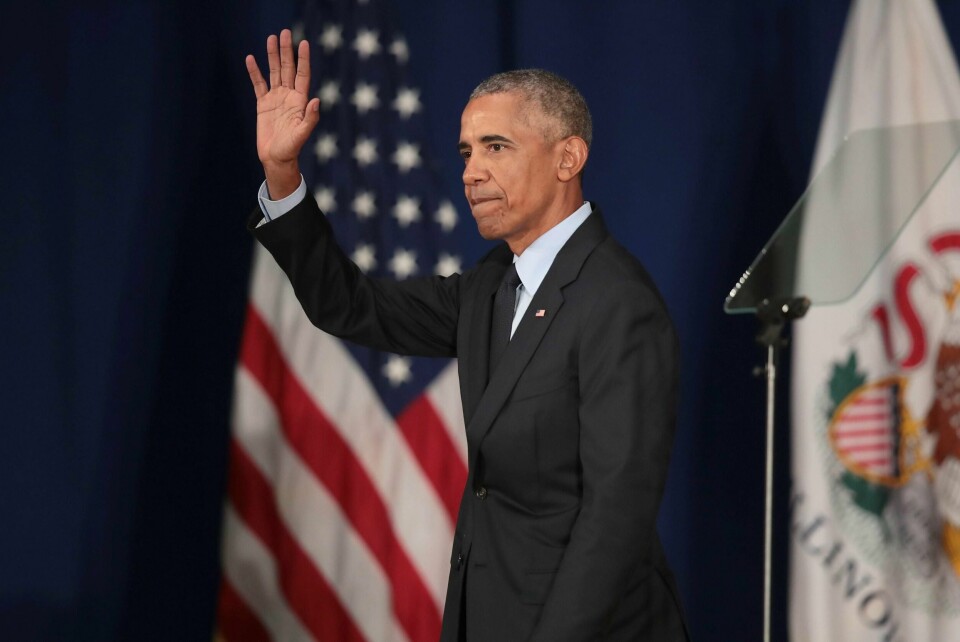 URBANA, IL - SEPTEMBER 07: Former President Barack Obama leaves the stage following a speech to students at the University of Illinois where he accepted the Paul H. Douglas Award for Ethics in Government on September 7, 2018 in Urbana, Illinois. The award is an annual honor given by the university's Institute of Government and Public Affairs to recognize public officials who have made significant contributions in public service. Scott Olson/Getty Images/AFP== FOR NEWSPAPERS, INTERNET, TELCOS & TELEVISION USE ONLY ==