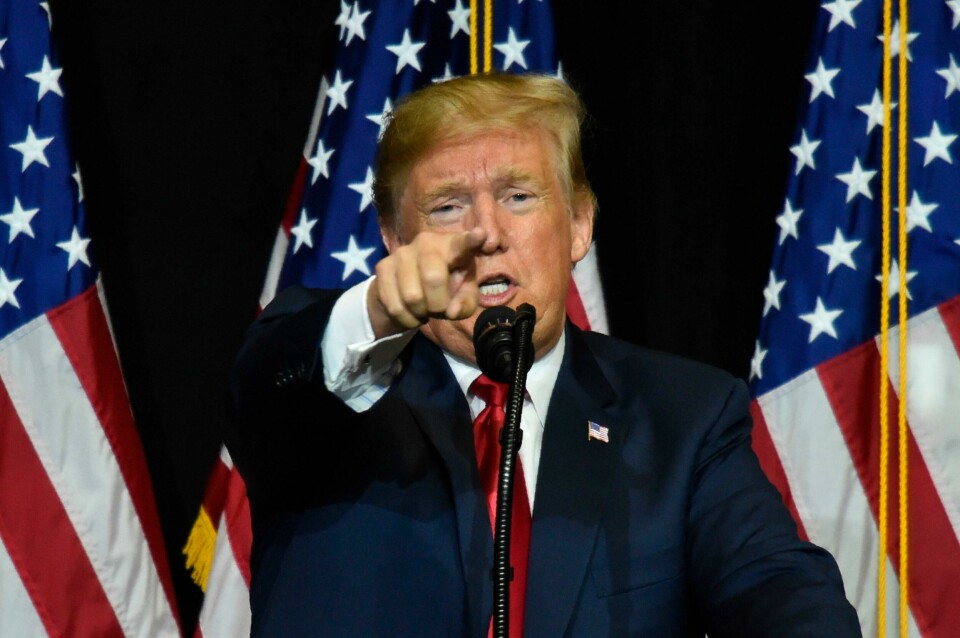 US President Donald Trump speaks during a fundraiser in Sioux Falls, South Dakota on September 7, 2018. (Photo by Nicholas Kamm / AFP) US President Donald Trump speaks during a fundraiser in Sioux Falls, South Dakota on September 7, 2018. (Photo by Nicholas Kamm / AFP)