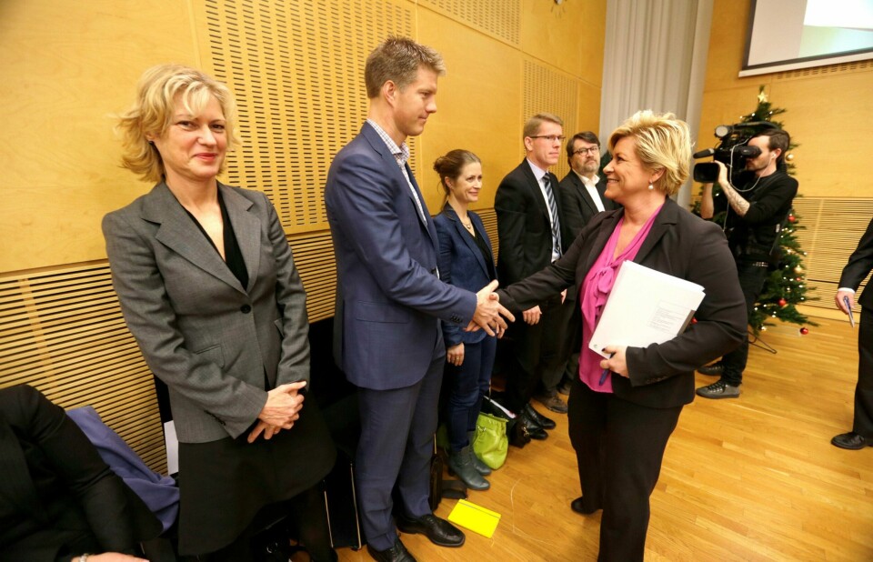 SCHEEL-UTVALGET: Det var i desember 2014 finansminister Siv Jensen fikk innstillingen fra skatteutvalget.FOTO: VIDAR RUUD/NTB SCANPIX