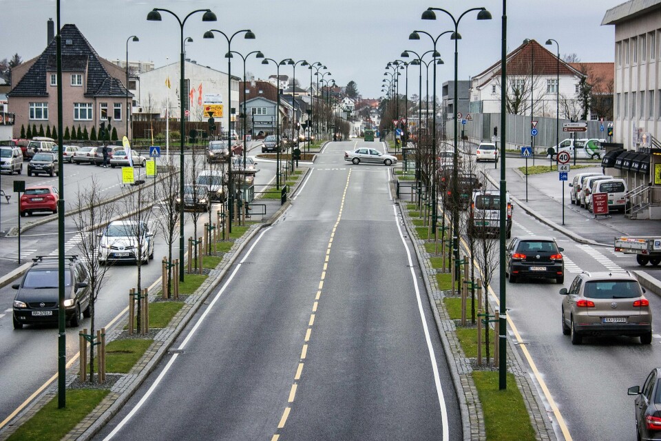 Bussvei 2021 blir nå utsatt til 2023. Her fra strekningen gjennom Hillevåg. Foto: Roy Storvik