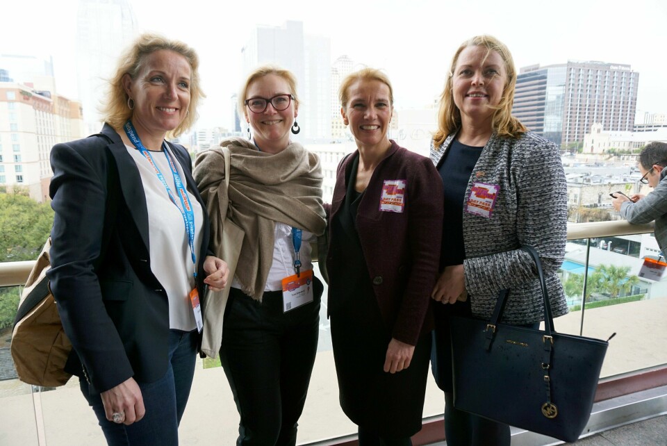 Næringssjef Tone Grindland i Stavanger (nr. 2 fra venstre) sammen med Cecilie Bjelland, Christine Sagen Helgø og Kristin Reitan Husebø i Greater Stavanger i USA. Foto: HELGA STRAND VESTBØ, Stavanger kommune