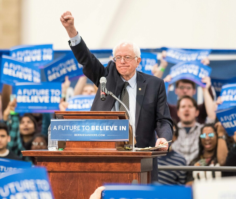 LYSPUNKT: Sett fra Latin-Amerikas ståsted er Bernie Sanders det eneste virkelige lyspunktet i den amerikanske valgkampen, skriver Benedicte Bull. Han blir kalt El viejito (den lille gamlingen). FOTO: BRADLEY LEEB/NTB SCANPIX
