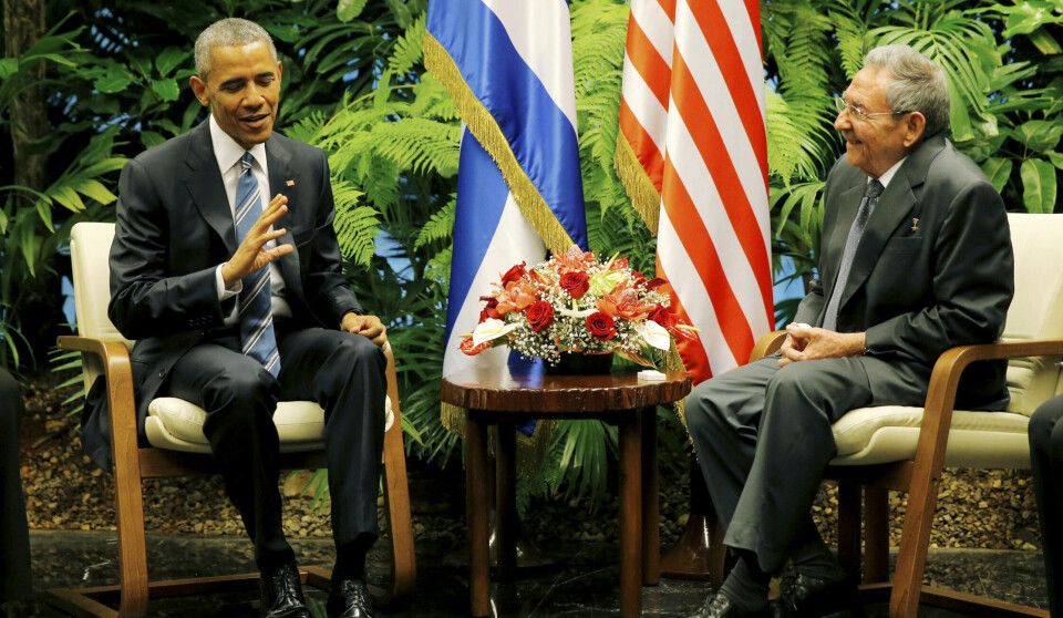 USAs president Barack Obama og Cubas president Raul Castro møttes i går i Havanna. FOTO: NTB SCANPIX USAs president Barack Obama og Cubas president Raul Castro møttes i går i Havanna. FOTO: NTB SCANPIX