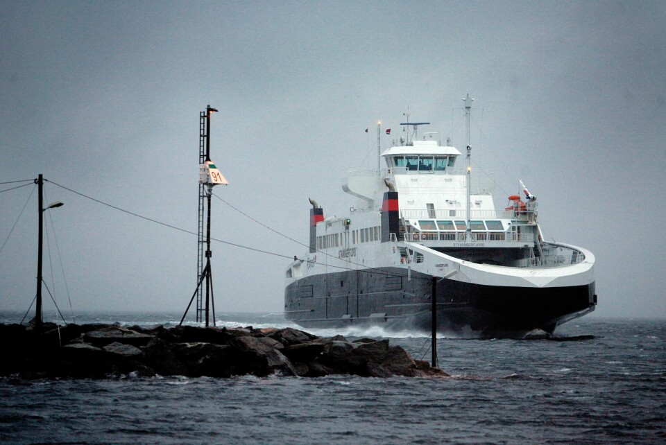 Det seiler tre ferjer over Boknafjorden, som normalt. Foto: Roy Storvik