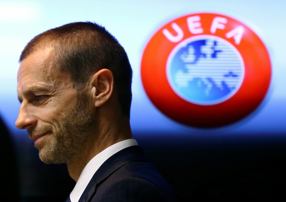 UEFA-president Aleksander Ceferin på UEFA-kongressen i Helsingfors onsdag.