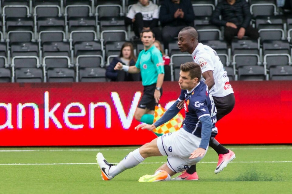 Sogndals Gilbert Koomson til 1-0 for Sogndal Foto: Christian Blom / NTB scanpix