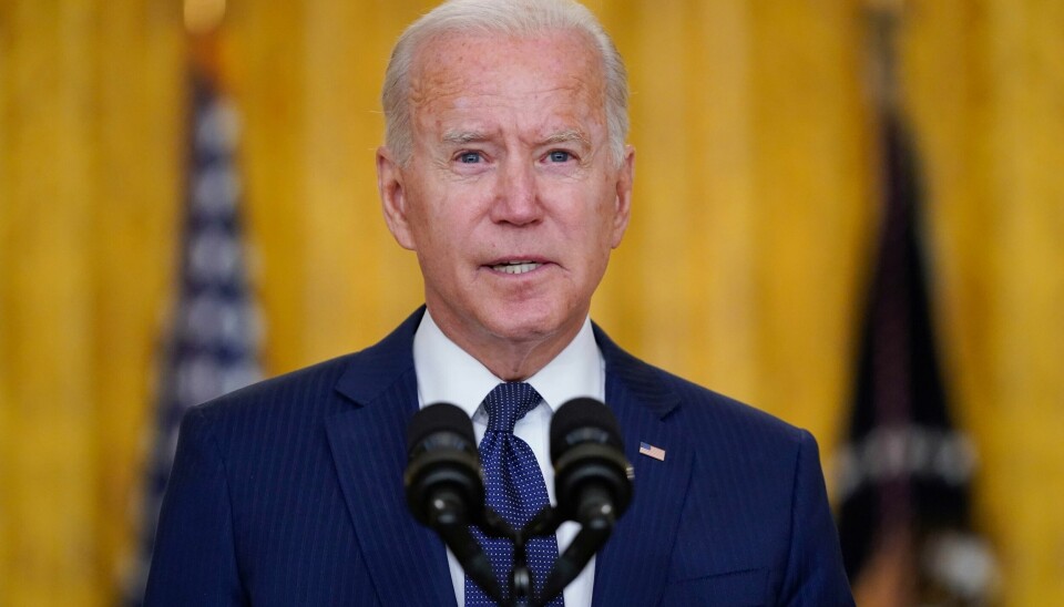 Det første gjengjeldelsesangrepet er gjennomført etter at president Joe Biden lovte å finne og forfølge dem som sto bak terrorangrepet ved flyplassen i Kabul. Det første gjengjeldelsesangrepet er fjennojmfølrt etter at president Joe Biden lovte å finne og forfølge dem som sto bak terrorangrepet ved flyplassen i Kabul. Foto: Evan Vucci / AP / NTB