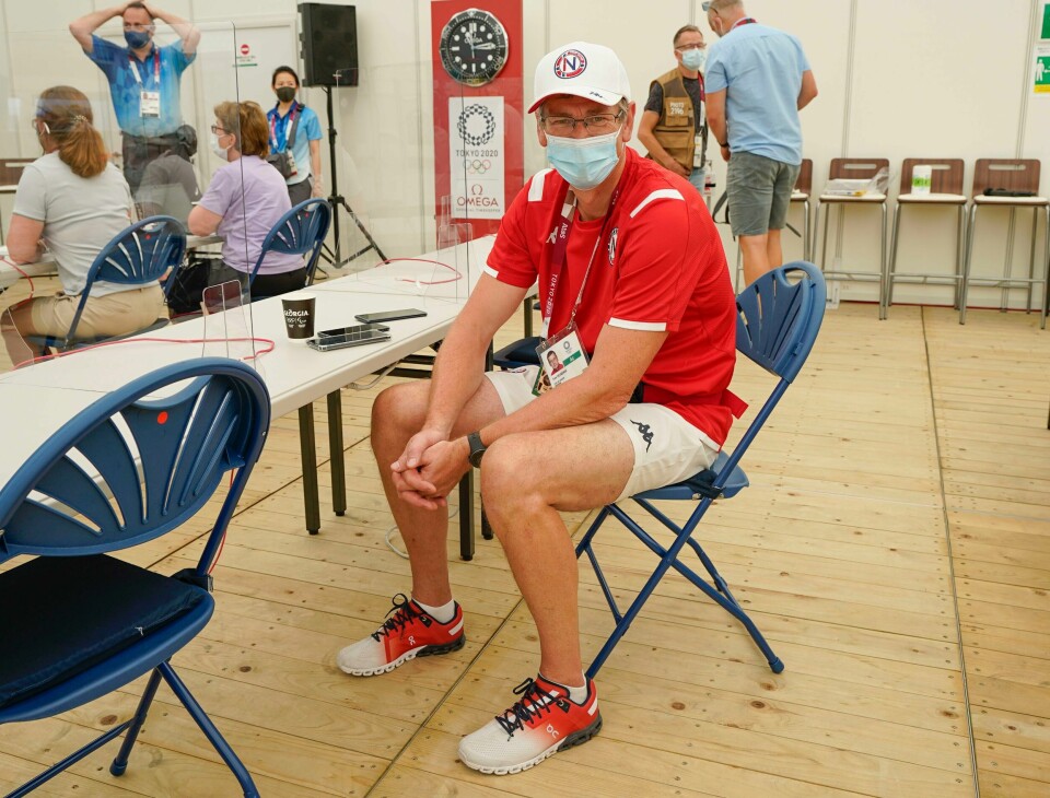 Toppidrettssjef Tore Øvrebø på pressetreff på roarenaen Sea Forest Park i Tokyo, Japan torsdag. Toppidrettssjef Tore Øvrebø på pressetreff på roarenaen Sea Forest Park i Tokyo, Japan torsdag. Foto: Lise Åserud / NTB.