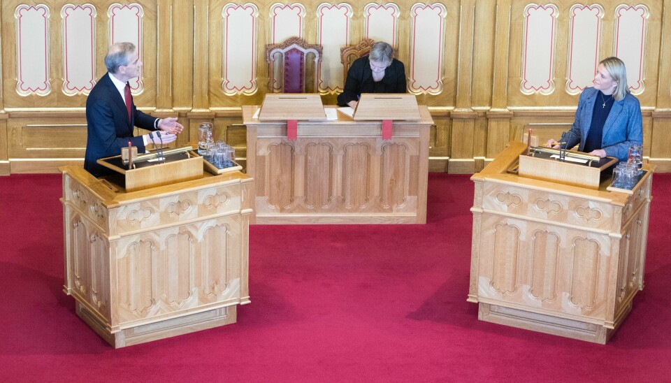 Fremskrittspartiets leder Sylvi Listhaug ønsker å utfordre Arbeiderparti-leder Jonas Gahr Støre til debatt om innvandring og sosiale forskjeller. Foto: Gorm Kallestad / NTB Fremskrittspartiets leder Sylvi Listhaug ønsker å utfordre Arbeiderparti-leder Jonas Gahr Støre til debatt om innvandring og sosiale forskjeller. Foto: Gorm Kallestad / NTB