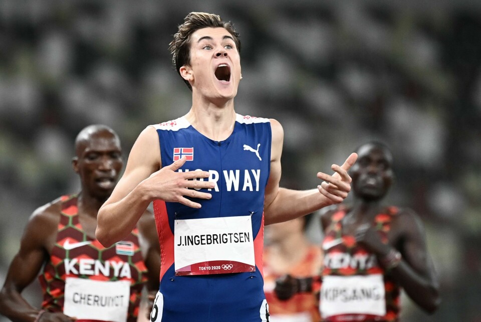 Her skjønner Jakob Ingebrigtsen at målet er nådd. Lørdag 7. august 2021 tok han sitt første OL-gull på 1500 meter. Her skjønner Jakob Ingebrigtsen at målet er nådd. Lørdag 7. august 2021 tok han sitt første OL-gull på 1500 meter.