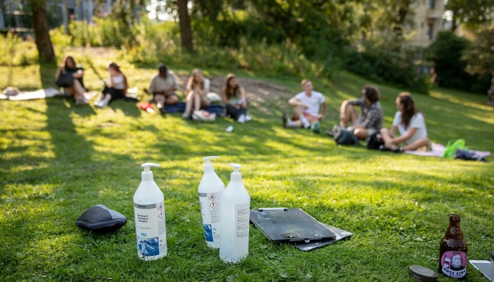 Helsedirektoratet anbefaler at kommunene lar studenter teste seg ut av smittekarantene. Her sitter en gjeng studenter i Nygårdsparken i Bergen under fjorårets fadderuke. Illustrasjonsfoto: Eivind Senneset / NTB Det ble kun gjennomført fadderuker i varierende grad i fjor. Noen steder fikk de det delvis til, andre måtte avlyse, noen fikk ingenting. I år håper NSO at alle får en god start. Fra fadderuken i Bergen i Nygårdsparken. Foto: Eivind Senneset / NTB